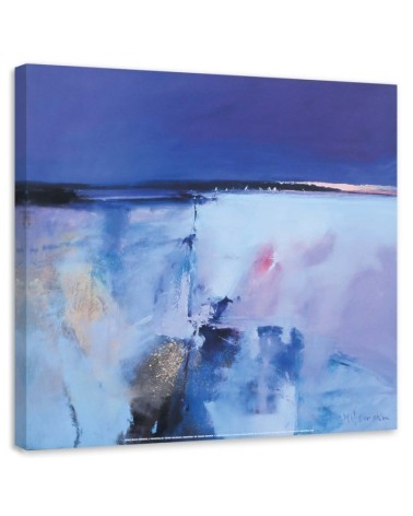 Leinwandbild - Aquarell blaue Landschaft | Feeby