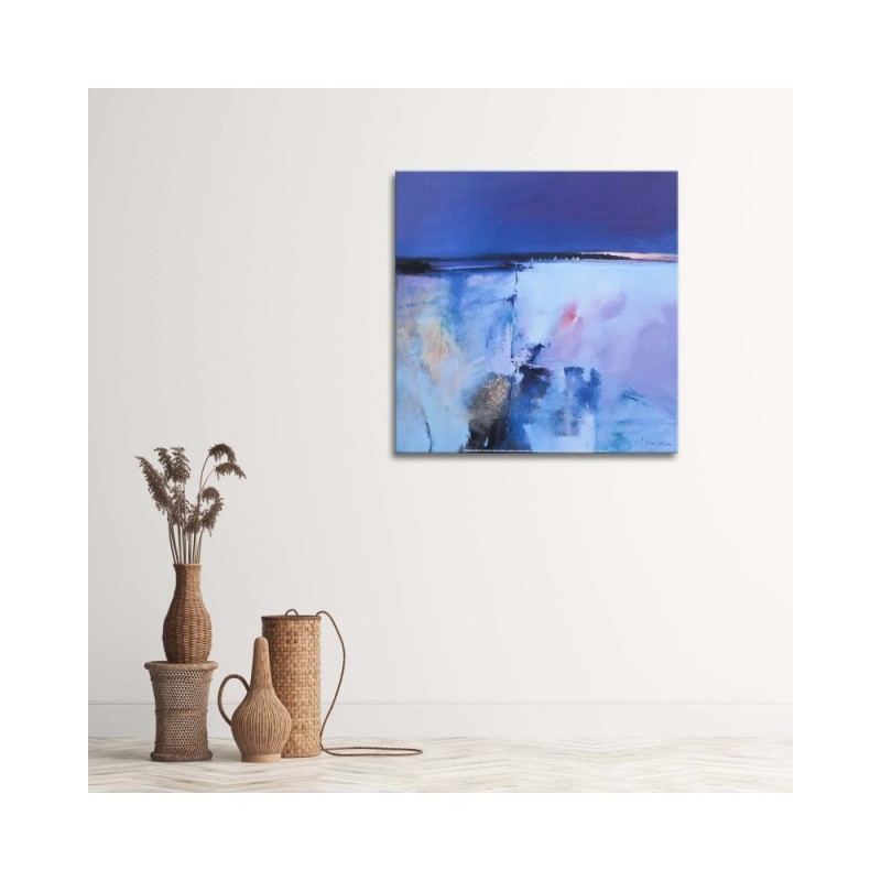 Leinwandbild - Aquarell blaue Landschaft | Feeby