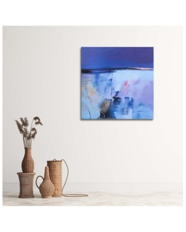 Leinwandbild - Aquarell blaue Landschaft | Feeby