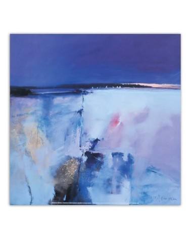 Leinwandbild - Aquarell blaue Landschaft | Feeby