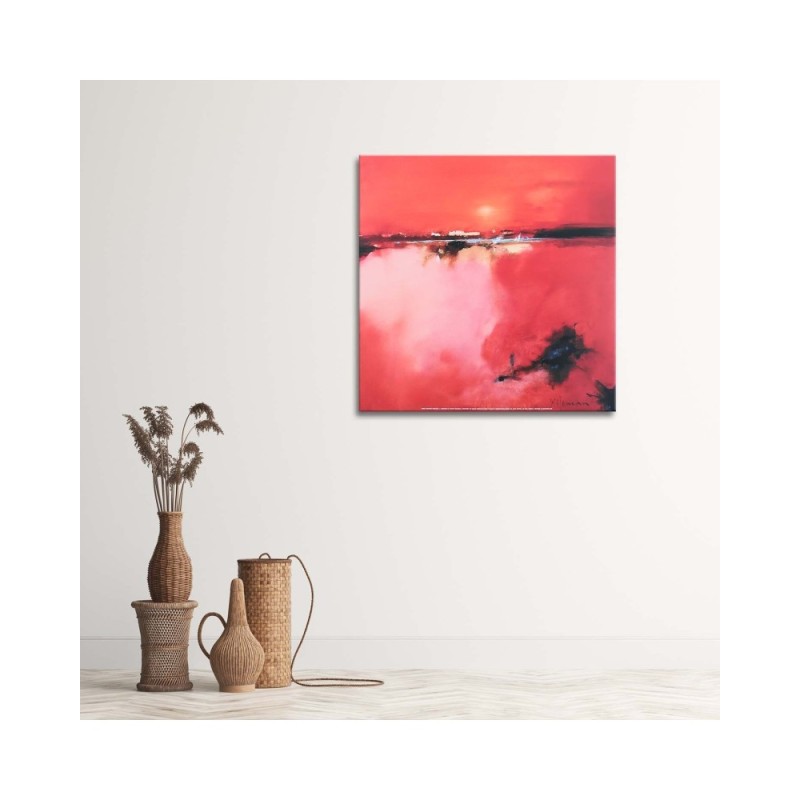 Wandbild für Wohnzimmer - Rote Ansicht eines Dorfes | Feeby