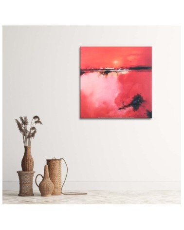 Wandbild für Wohnzimmer - Rote Ansicht eines Dorfes | Feeby