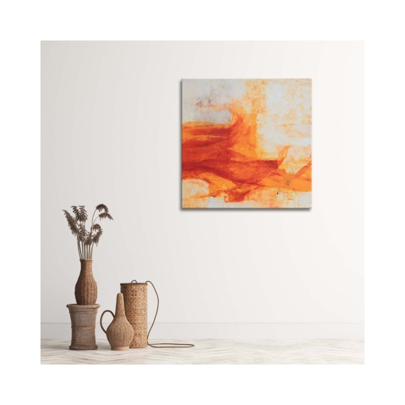 Leinwandbild - Orangefarbenes Aquarellmuster | Feeby