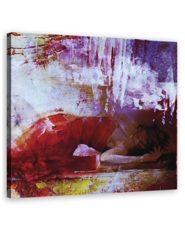 Pastel Canvas painting for wall - Girl in red dress | FEEBY