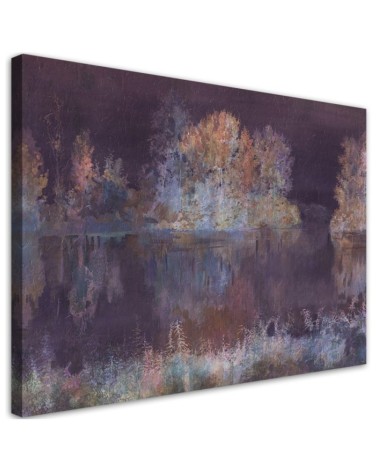 Wall art Canvas painting for living room - Landscape view on purple background | FEEBY