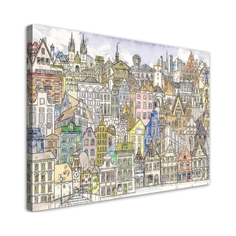 Wandbild für Wohnzimmer - Fröhliche Stadt | Feeby