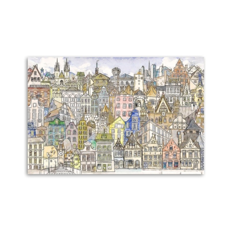 Wandbild für Wohnzimmer - Fröhliche Stadt | Feeby