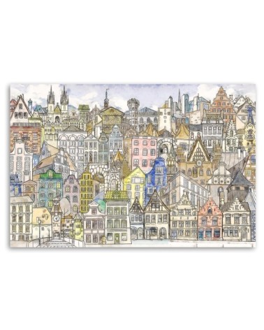 Wandbild für Wohnzimmer - Fröhliche Stadt | Feeby