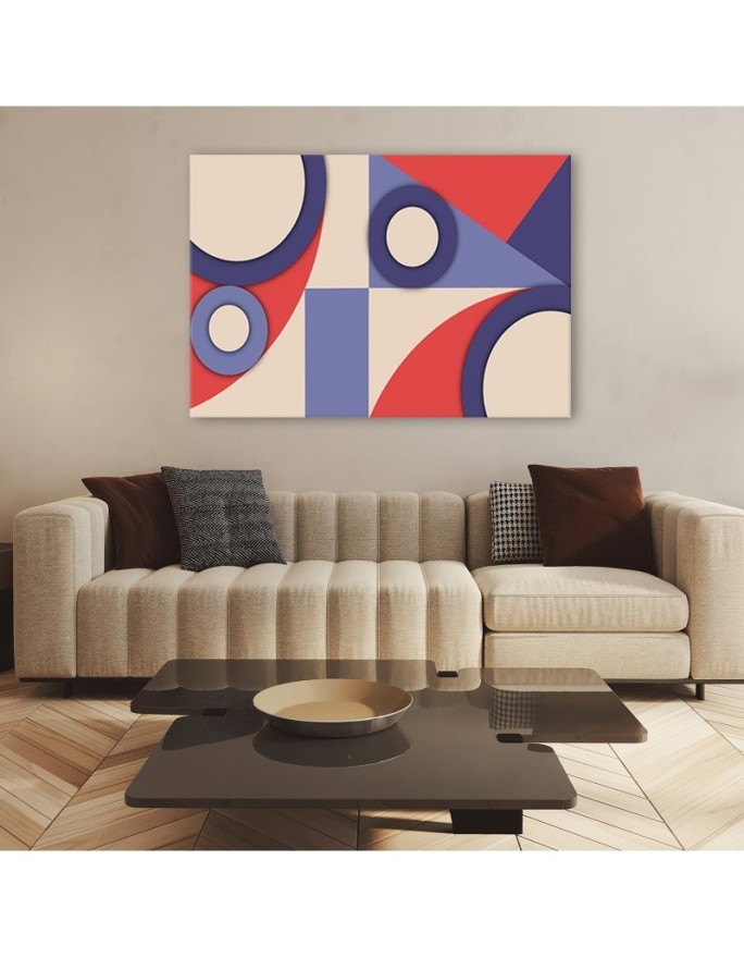 Obraz z figur geometrycznych - Foletowa abstrakcja do salonu