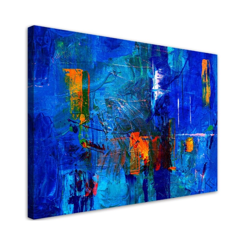 Leinwandbild - Blau Abstrakt wie gemalt | Feeby