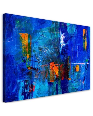 Leinwandbild - Blau Abstrakt wie gemalt | Feeby