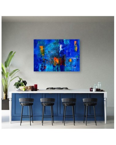 Leinwandbild - Blau Abstrakt wie gemalt | Feeby