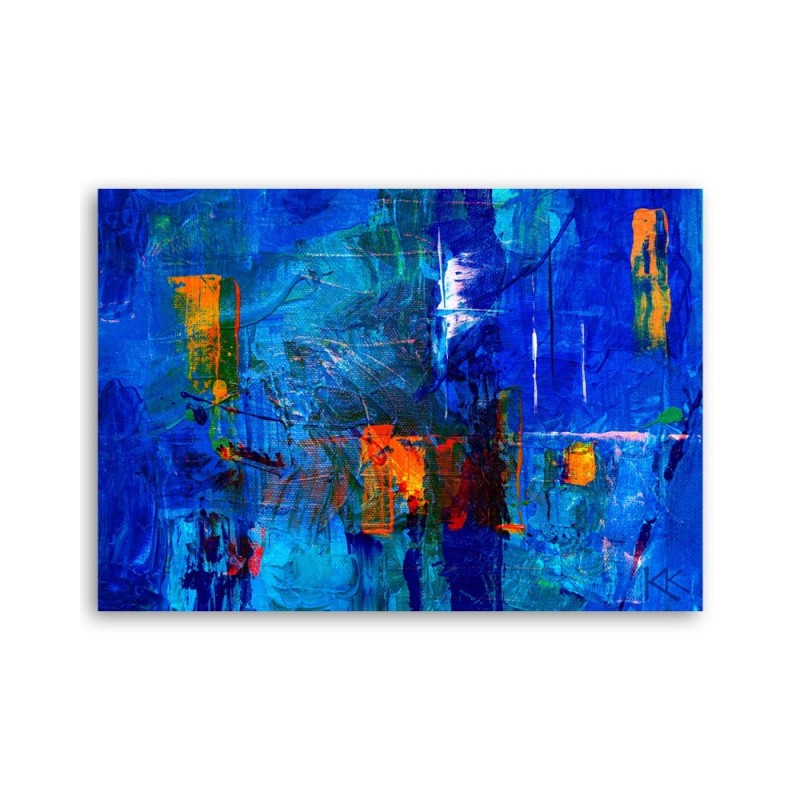 Leinwandbild - Blau Abstrakt wie gemalt | Feeby