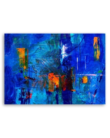 Leinwandbild - Blau Abstrakt wie gemalt | Feeby