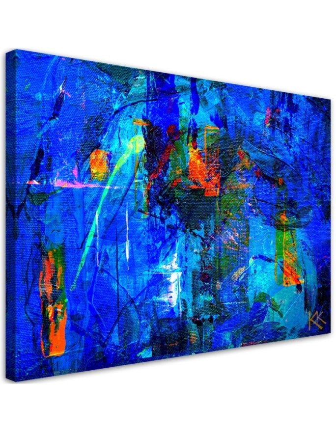 Leinwandbild modern - Blau Abstrakt handgemalt | Feeby