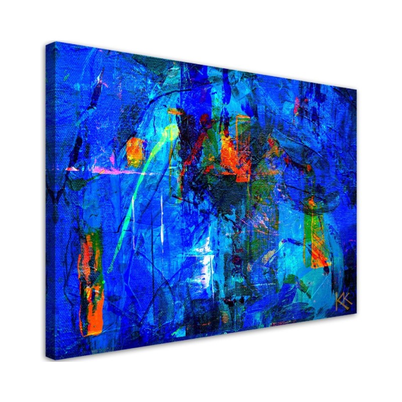 Leinwandbild modern - Blau Abstrakt handgemalt | Feeby