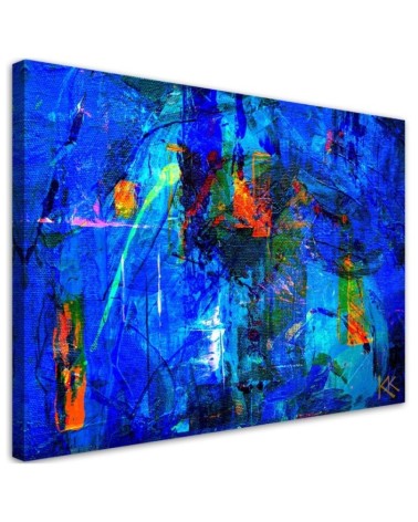 Leinwandbild modern - Blau Abstrakt handgemalt | Feeby