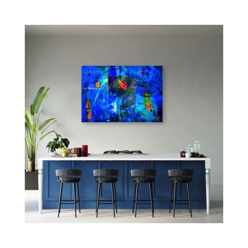 Leinwandbild modern - Blau Abstrakt handgemalt | Feeby