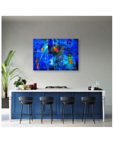 Leinwandbild modern - Blau Abstrakt handgemalt | Feeby