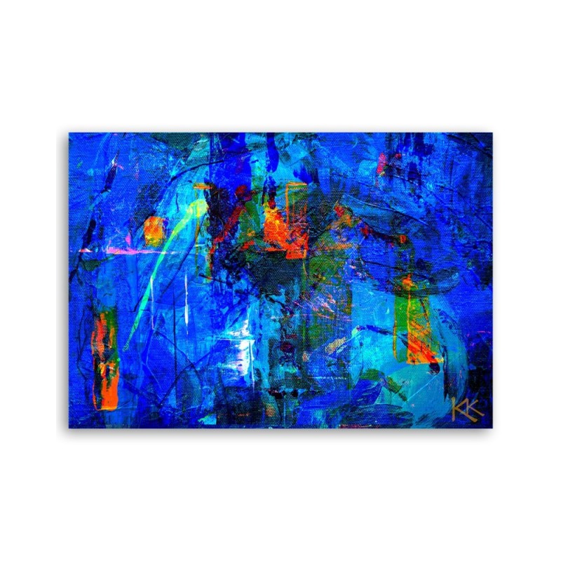 Leinwandbild modern - Blau Abstrakt handgemalt | Feeby