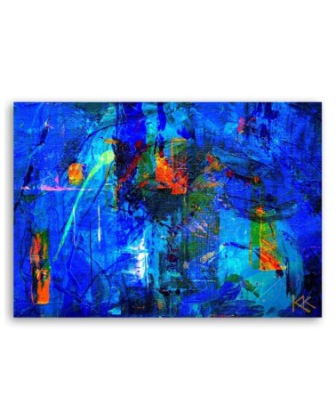 Leinwandbild modern - Blau Abstrakt handgemalt | Feeby