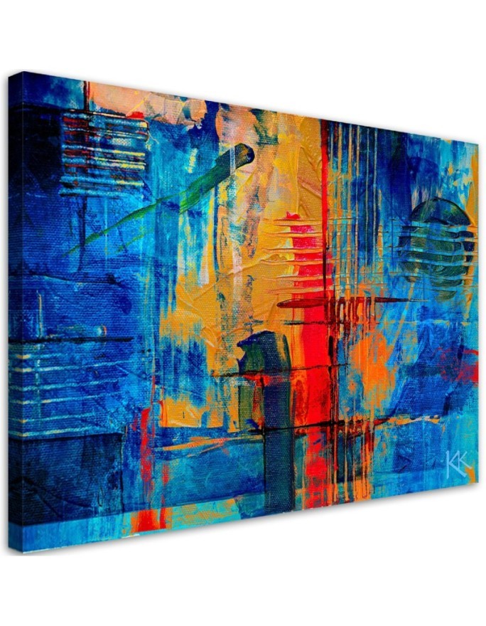 Wandbild für Wohnzimmer - Bunte Abstraktion handgemalt | Feeby