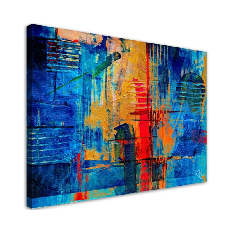 Wandbild für Wohnzimmer - Bunte Abstraktion handgemalt | Feeby