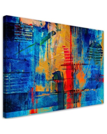 Wall art printed on canvas - Blue abstraction hand-painted | FEEBY