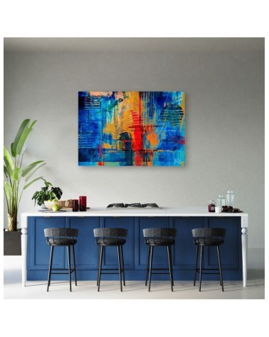 Wandbild für Wohnzimmer - Bunte Abstraktion handgemalt | Feeby