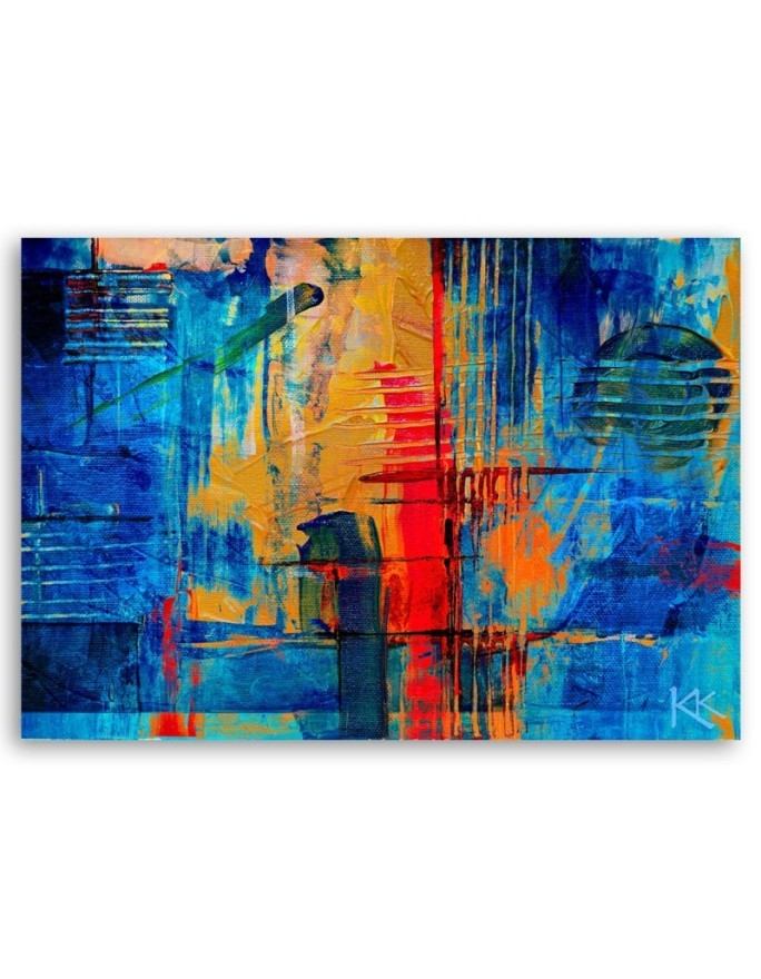 Wall art printed on canvas - Blue abstraction hand-painted | FEEBY