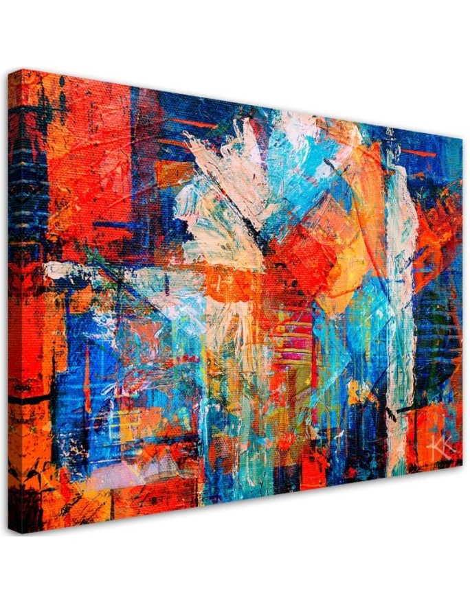 Dekoratives Leinwandbild - Bunte Handgemalt Abstrakt 3D | Feeby
