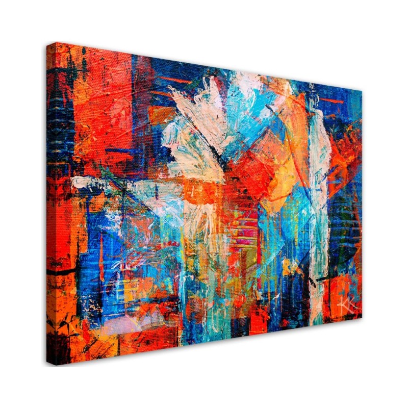 Dekoratives Leinwandbild - Bunte Handgemalt Abstrakt 3D | Feeby