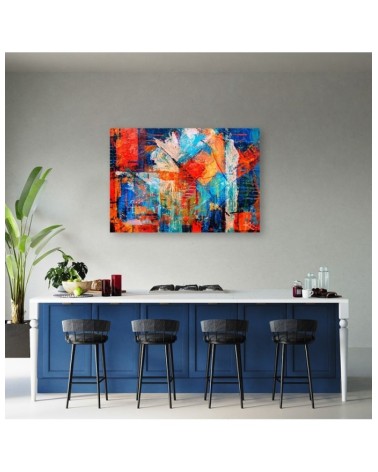 Dekoratives Leinwandbild - Bunte Handgemalt Abstrakt 3D | Feeby