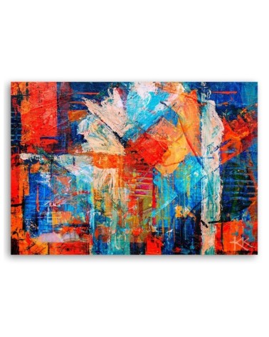 Dekoratives Leinwandbild - Bunte Handgemalt Abstrakt 3D | Feeby