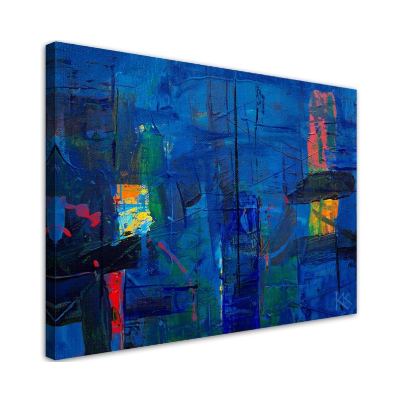 Modernes Wandbild - Blau Abstraktion wie gemalt | Feeby