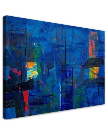 Modernes Wandbild - Blau Abstraktion wie gemalt | Feeby