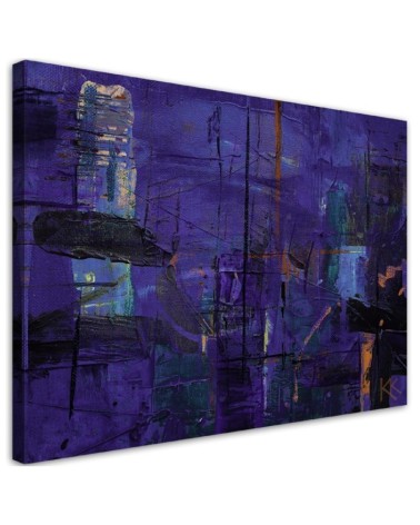 Decorative Canvas painting for office - Purple abstraction hand-painted | FEEBY