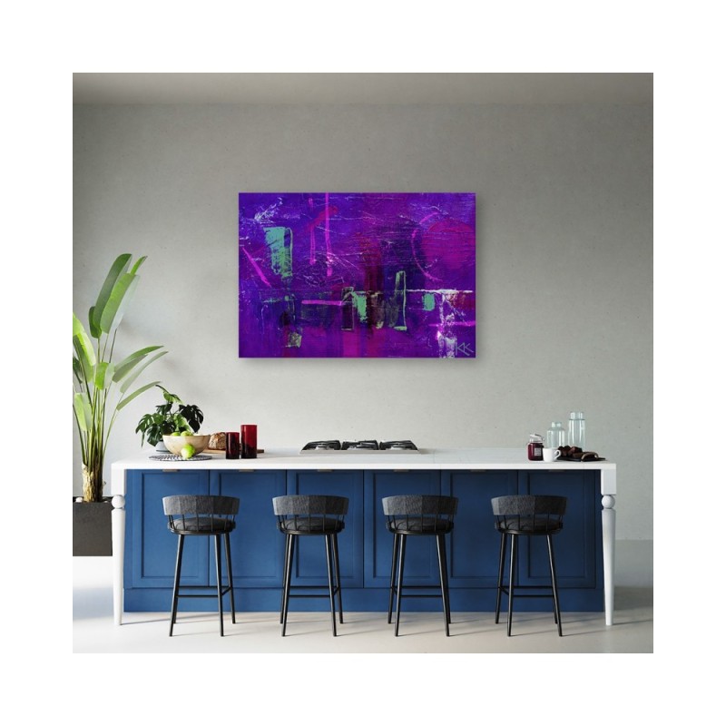 Bild auf Leinwand - Lila handgemalte Abstraktion | Feeby