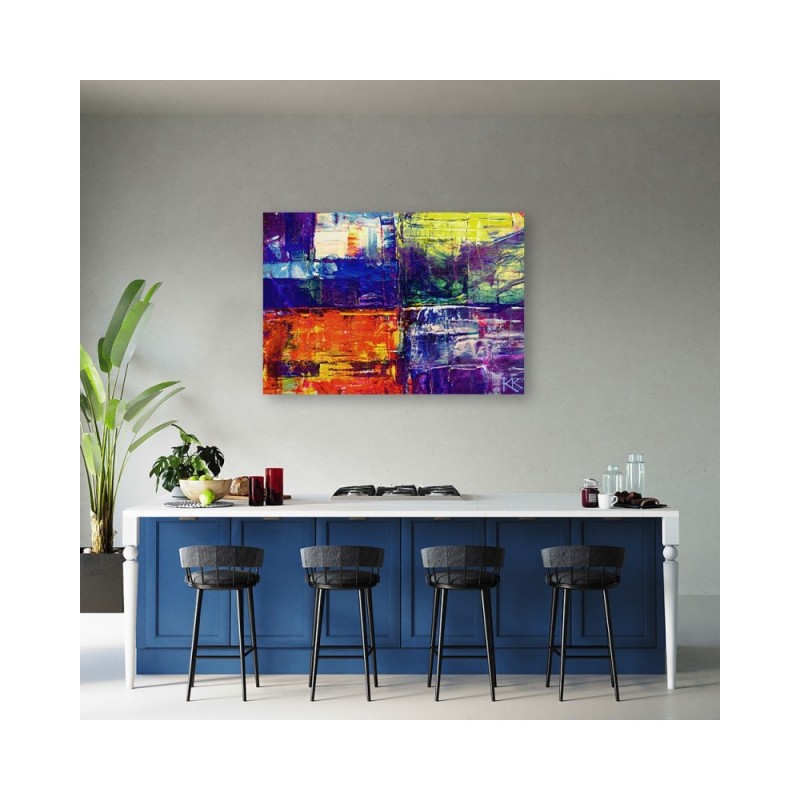 Leinwandbild - Bunte handgemalte Abstrakt | Feeby