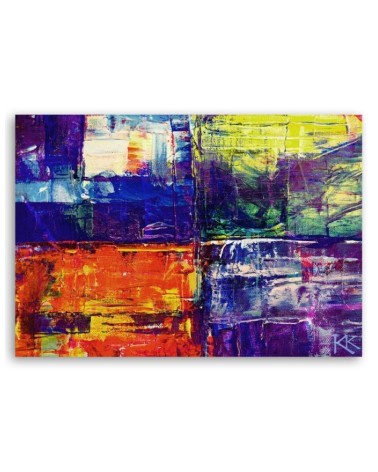 Leinwandbild - Bunte handgemalte Abstrakt | Feeby