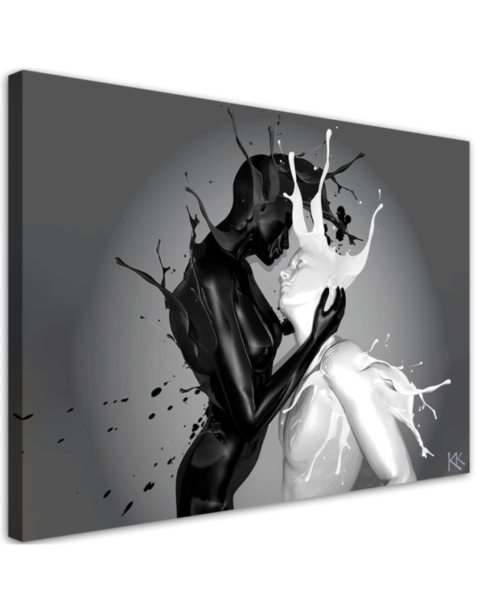 Leinwandbild - Kaffee und Milch Abstraktion Paar Liebe | Feeby