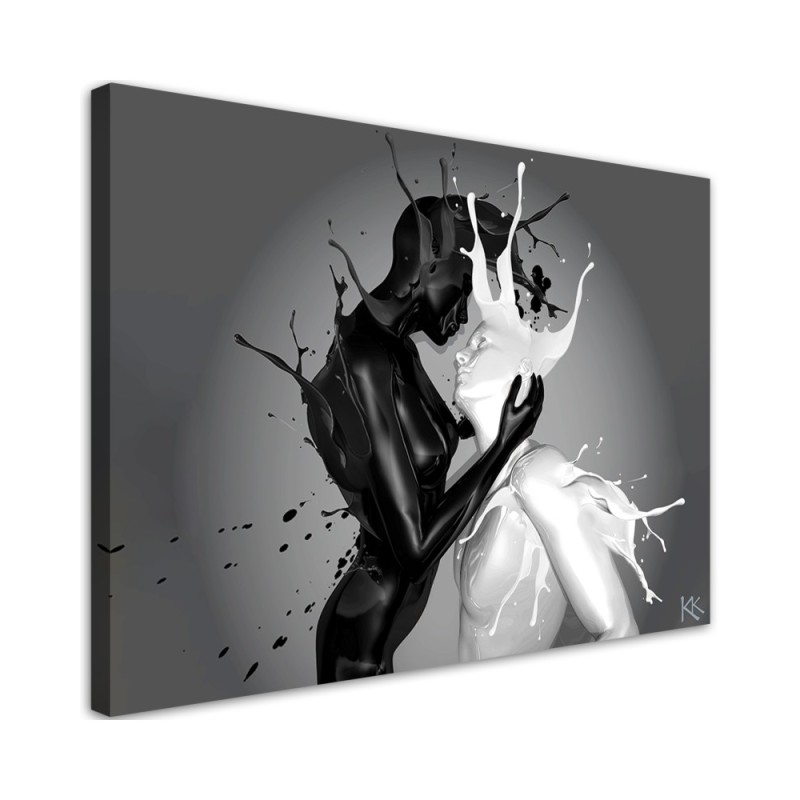 Leinwandbild - Kaffee und Milch Abstraktion Paar Liebe | Feeby