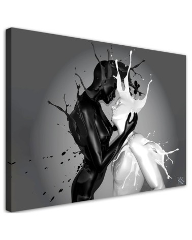 Elegant Canvas paintings for bedroom - Coffee and Milk abstract Couple Love | FEEBY