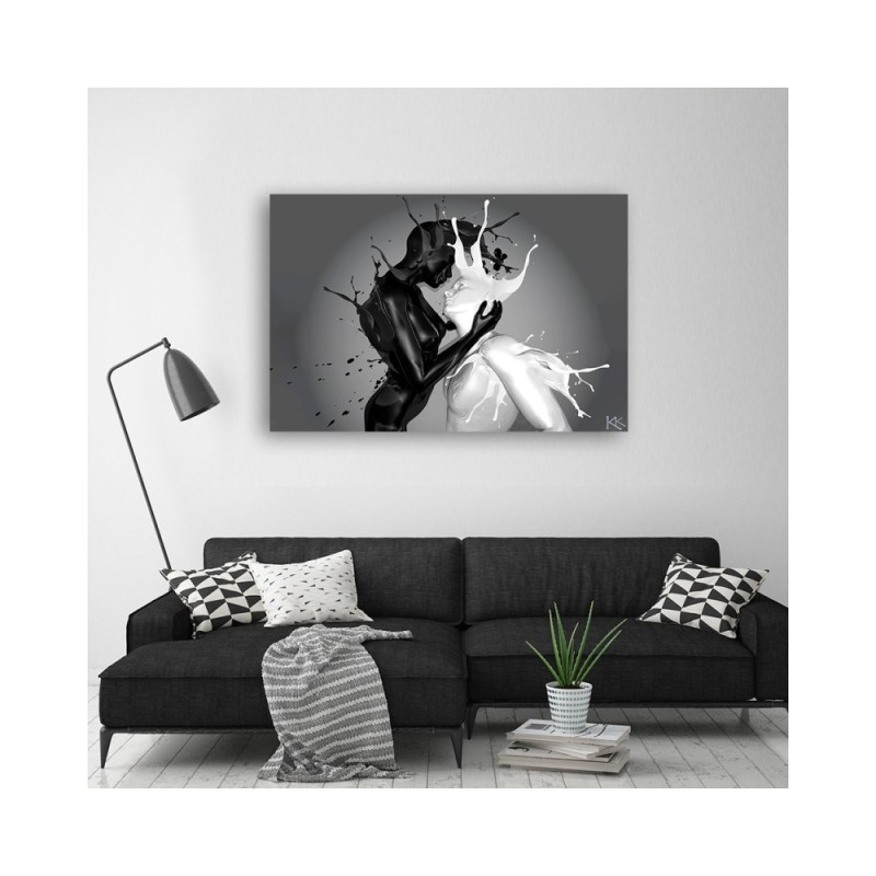 Leinwandbild - Kaffee und Milch Abstraktion Paar Liebe | Feeby