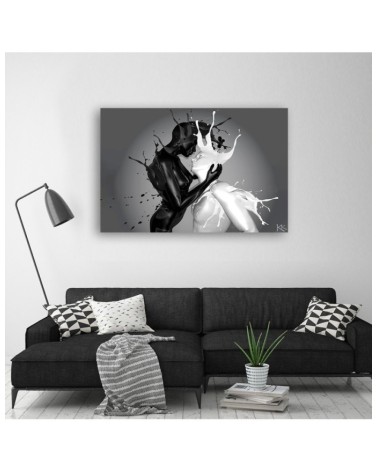 Leinwandbild - Kaffee und Milch Abstraktion Paar Liebe | Feeby