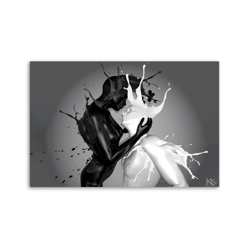 Leinwandbild - Kaffee und Milch Abstraktion Paar Liebe | Feeby