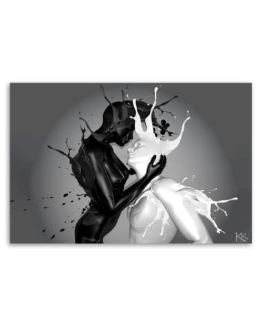 Leinwandbild - Kaffee und Milch Abstraktion Paar Liebe | Feeby