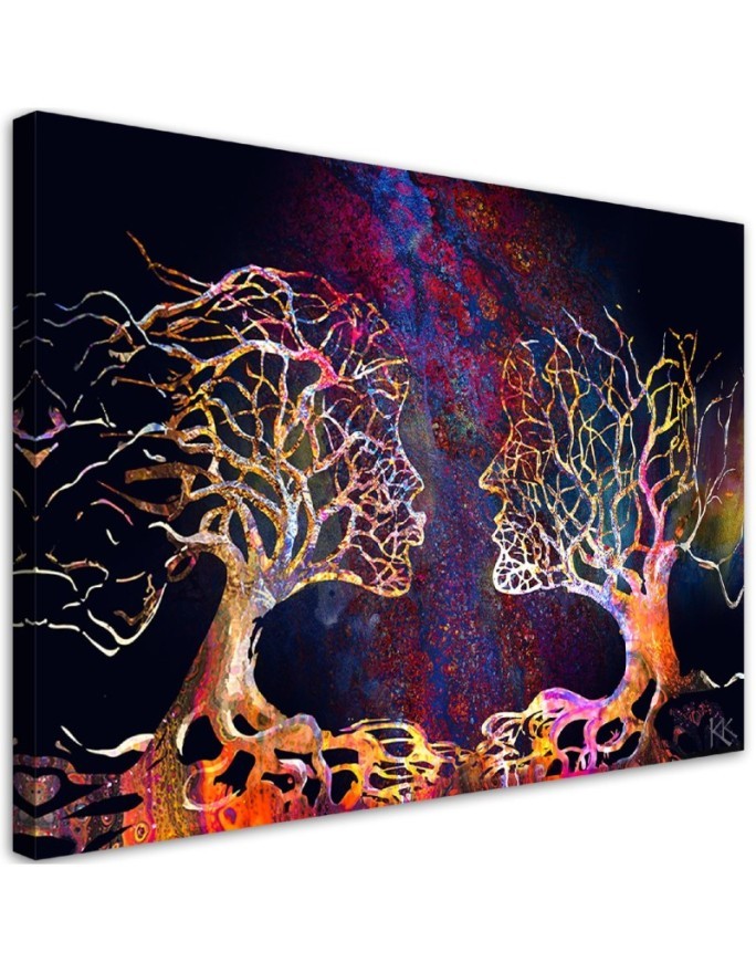 Bild auf Leinwand - Paar Bäume küssen Abstraktion | Feeby