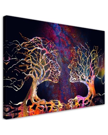 Bild auf Leinwand - Paar Bäume küssen Abstraktion | Feeby