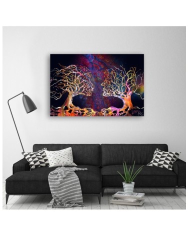 Bild auf Leinwand - Paar Bäume küssen Abstraktion | Feeby